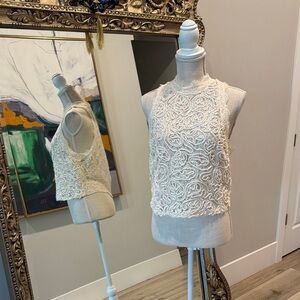 Zara Cream Lace Sleeveless Top
